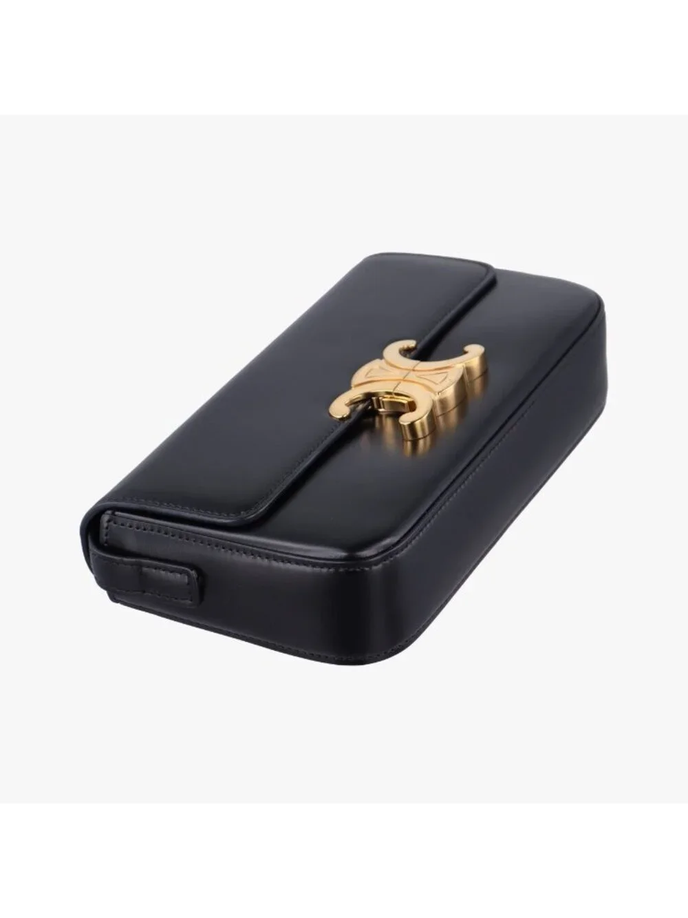 Celine Teen Triomphe Black Leather Shoulder Bag